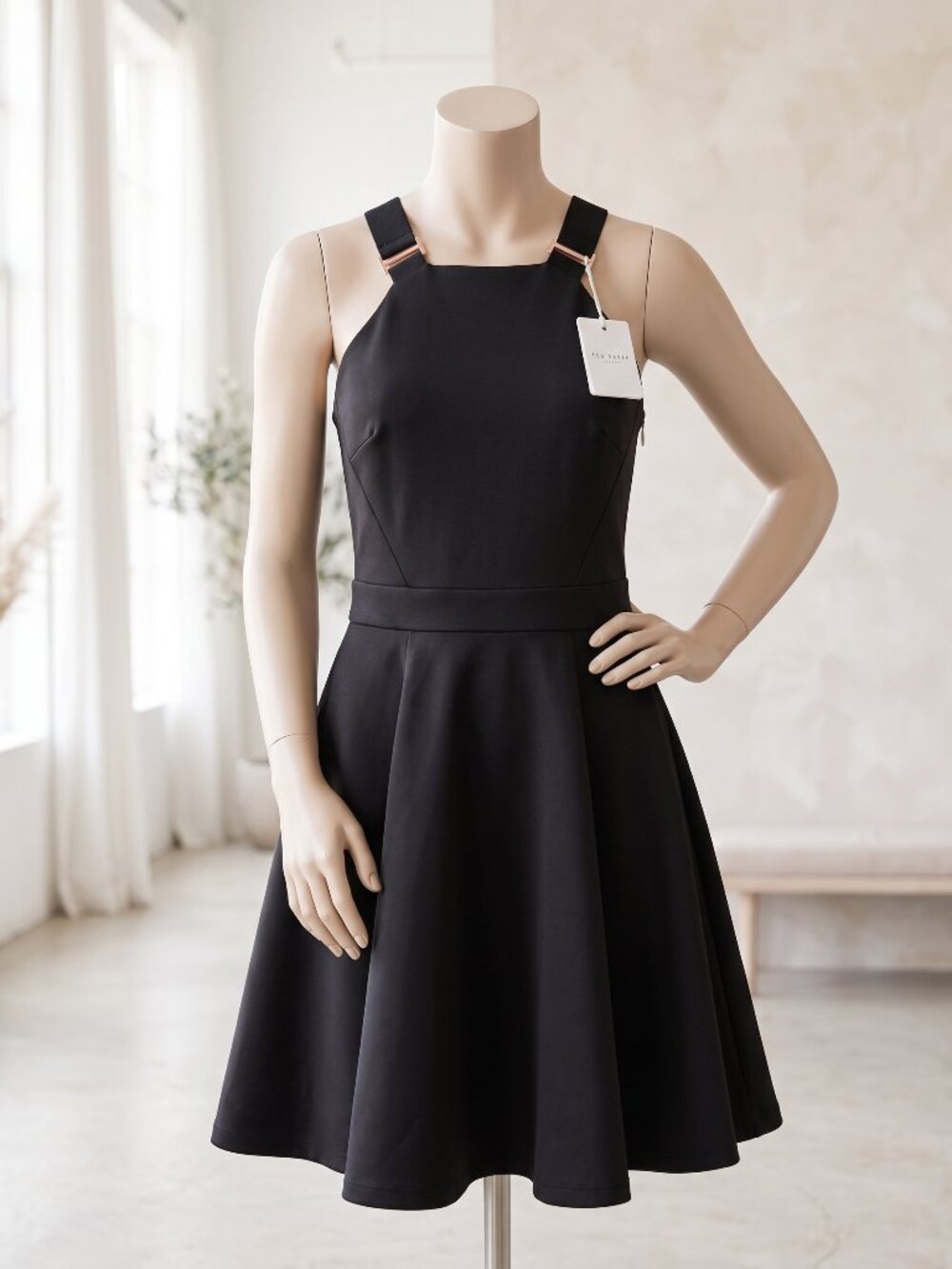 Ted Baker Flippy Buckle Skater Dress Black Size 3 (US 8) NWT $279